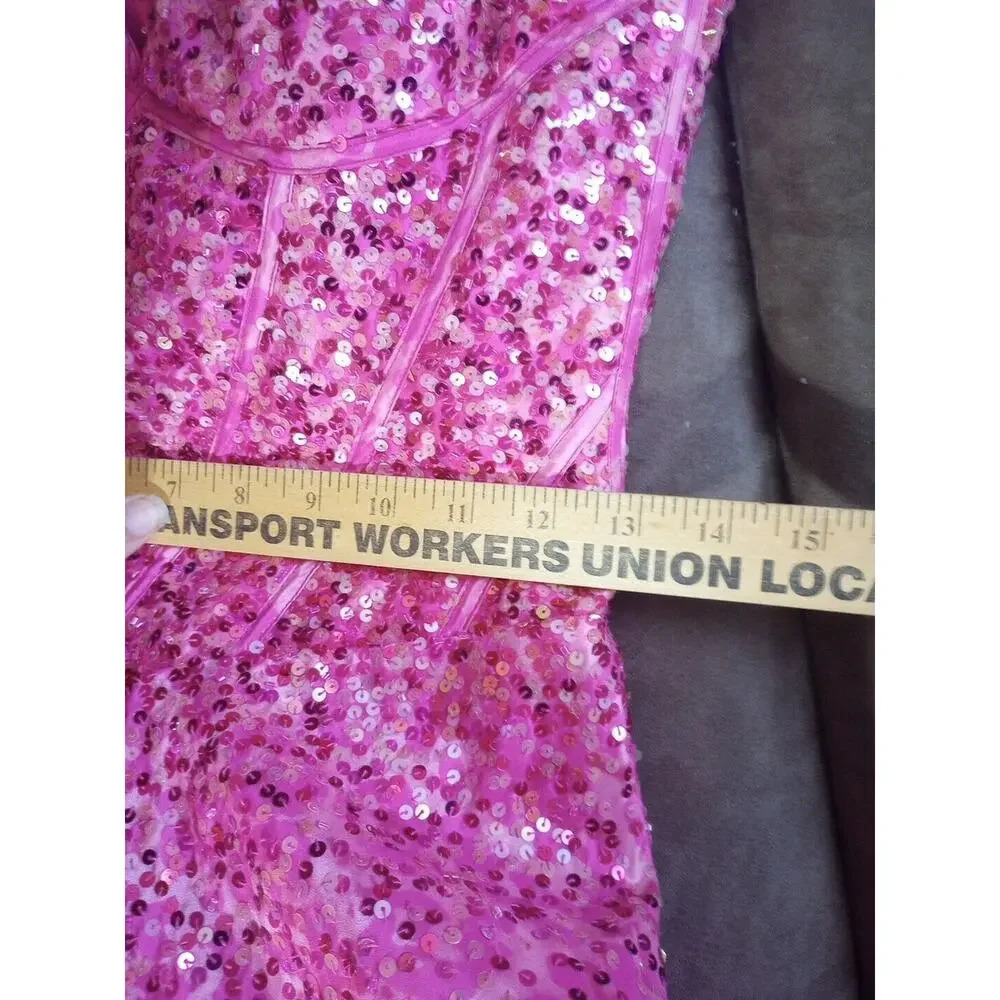 Jovani prom Strapless gown Sz 2 ? pink Sequin Padded Princess Barbie Pageant - Picture 14 of 14